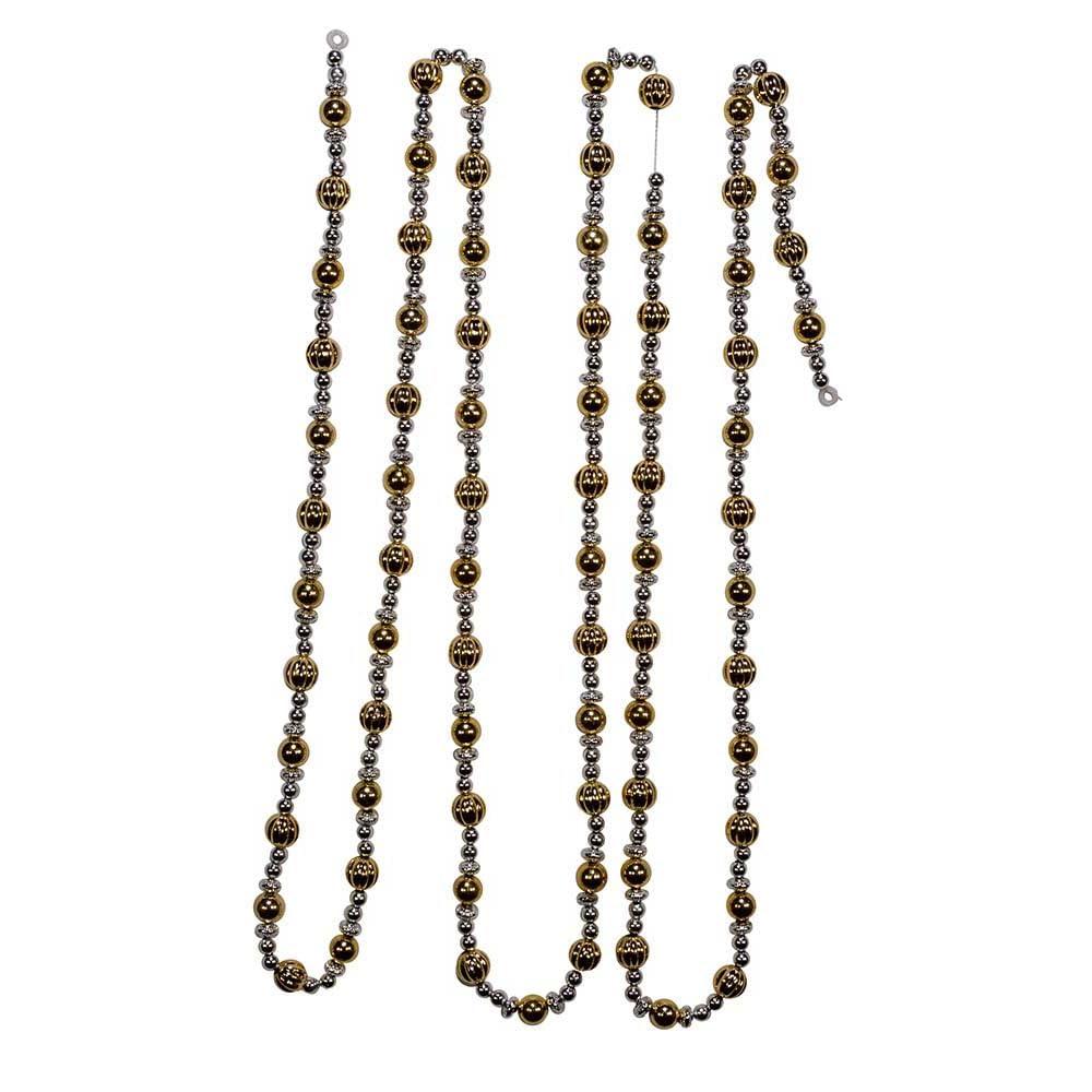 Kurt S. Adler 9-Foot Shiny Silver and Gold Beaded Garland