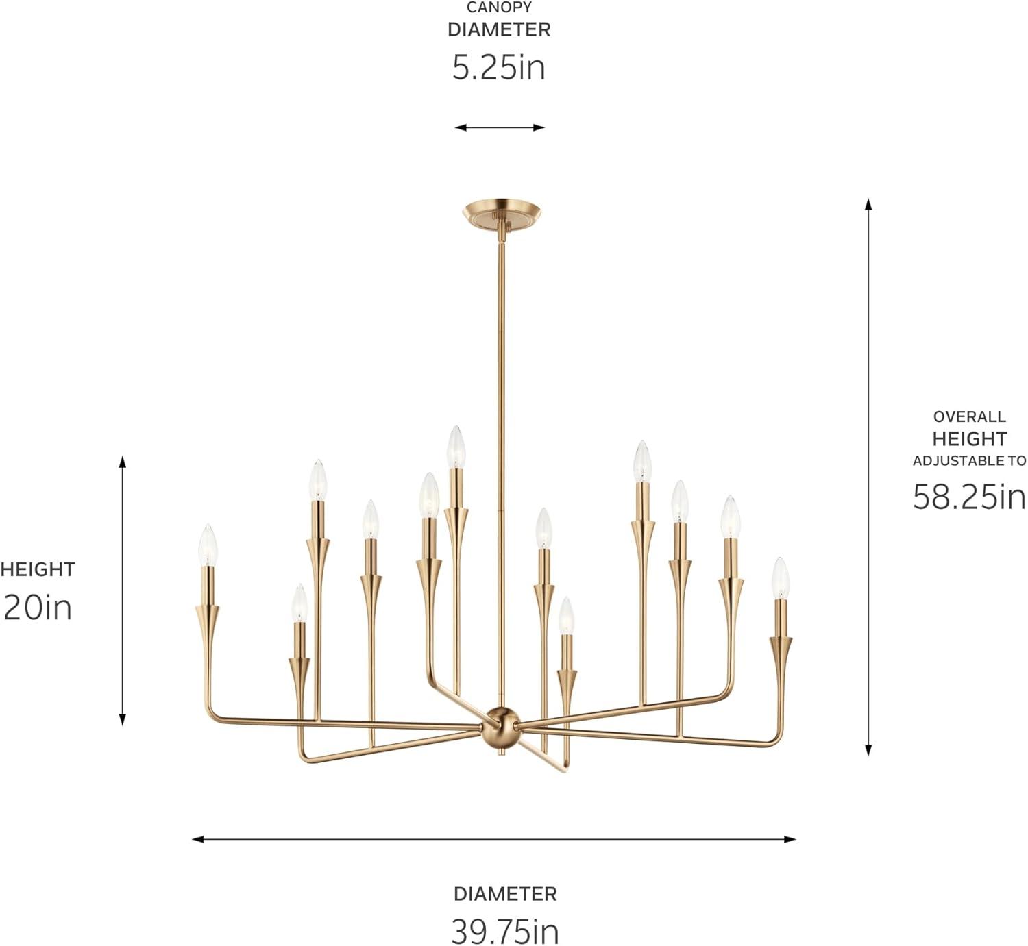 Champagne Bronze 12-Light Multi-Tier Chandelier with Tapered Accents