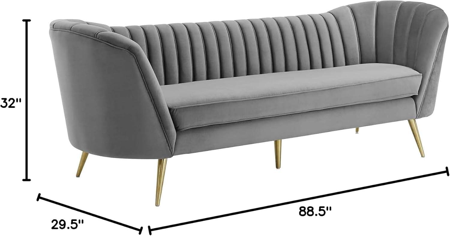 Silver Orchid Adams Vertical Channel Tufted Curved Velvet Sofa by Modway