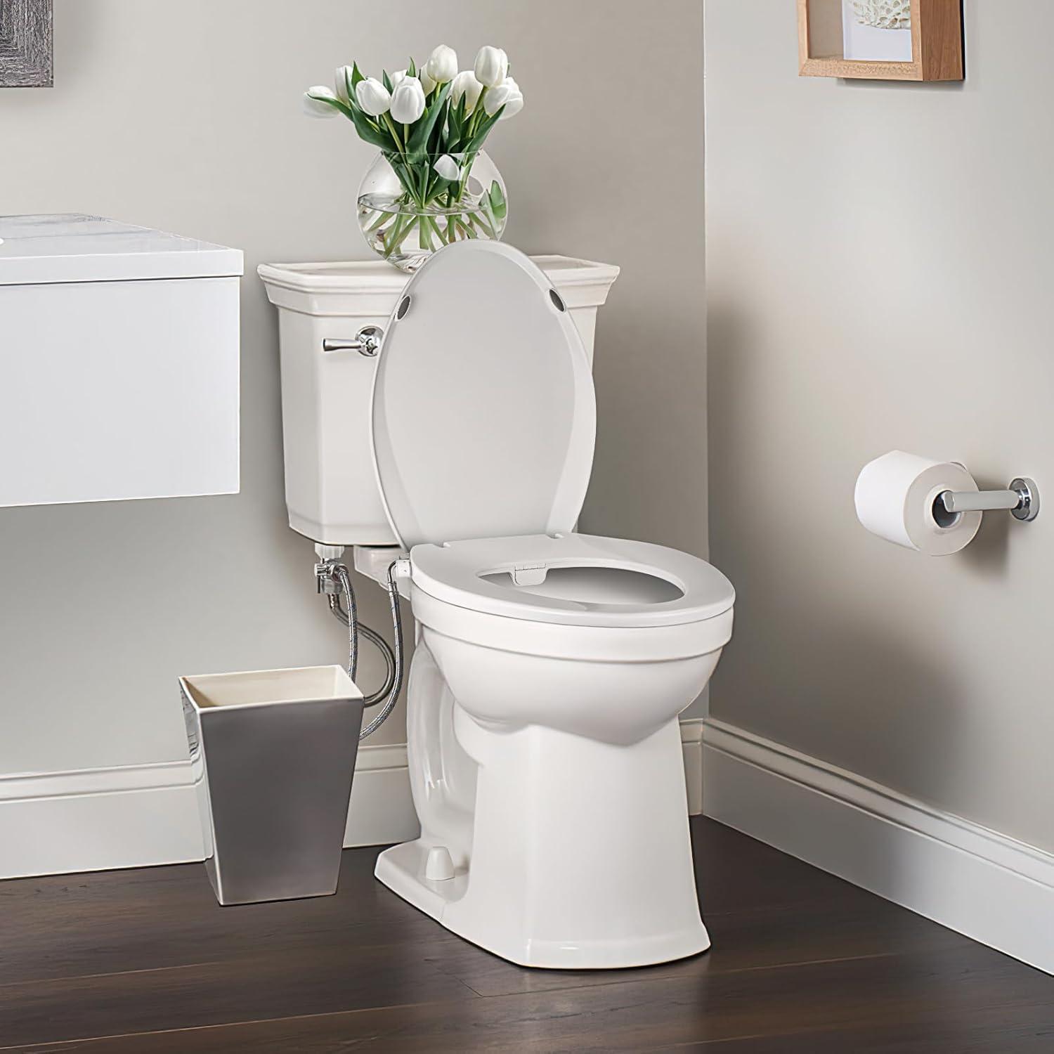 Elongated Bidet Toilet Seat With Quiet-Close, Fit Elongated Toilet Seat, White