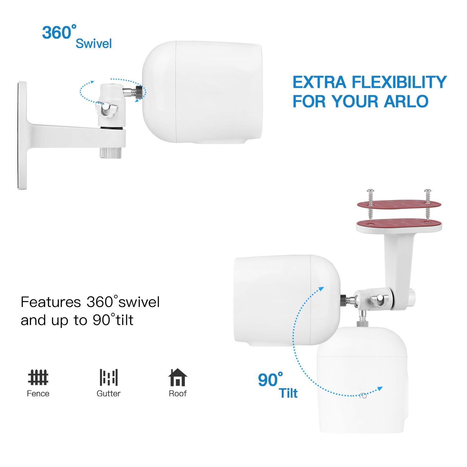 2Pack Security Wall Mount for Arlo Pro/Pro2/Pro3/Pro4/Ultra/Ultra2/Essential Spotlight Camera, Adjustable Indoor/Outdoor Mounting Bracket for Your Surveillance Camera (White)