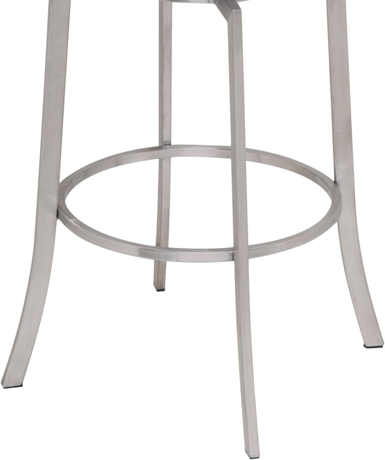 Gray Faux Leather and Metal Swivel Barstool, 30" Height