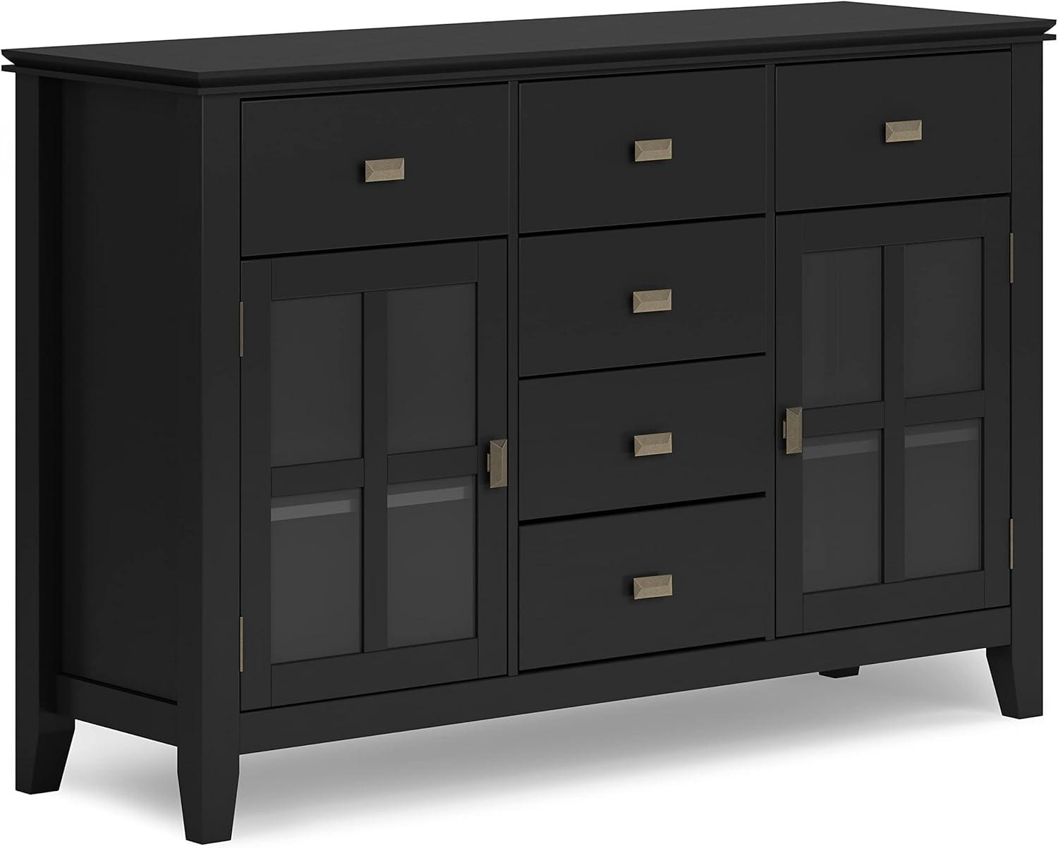 Artisan SOLID WOOD 54 inch Wide Contemporary Sideboard Buffet Credenza in Black