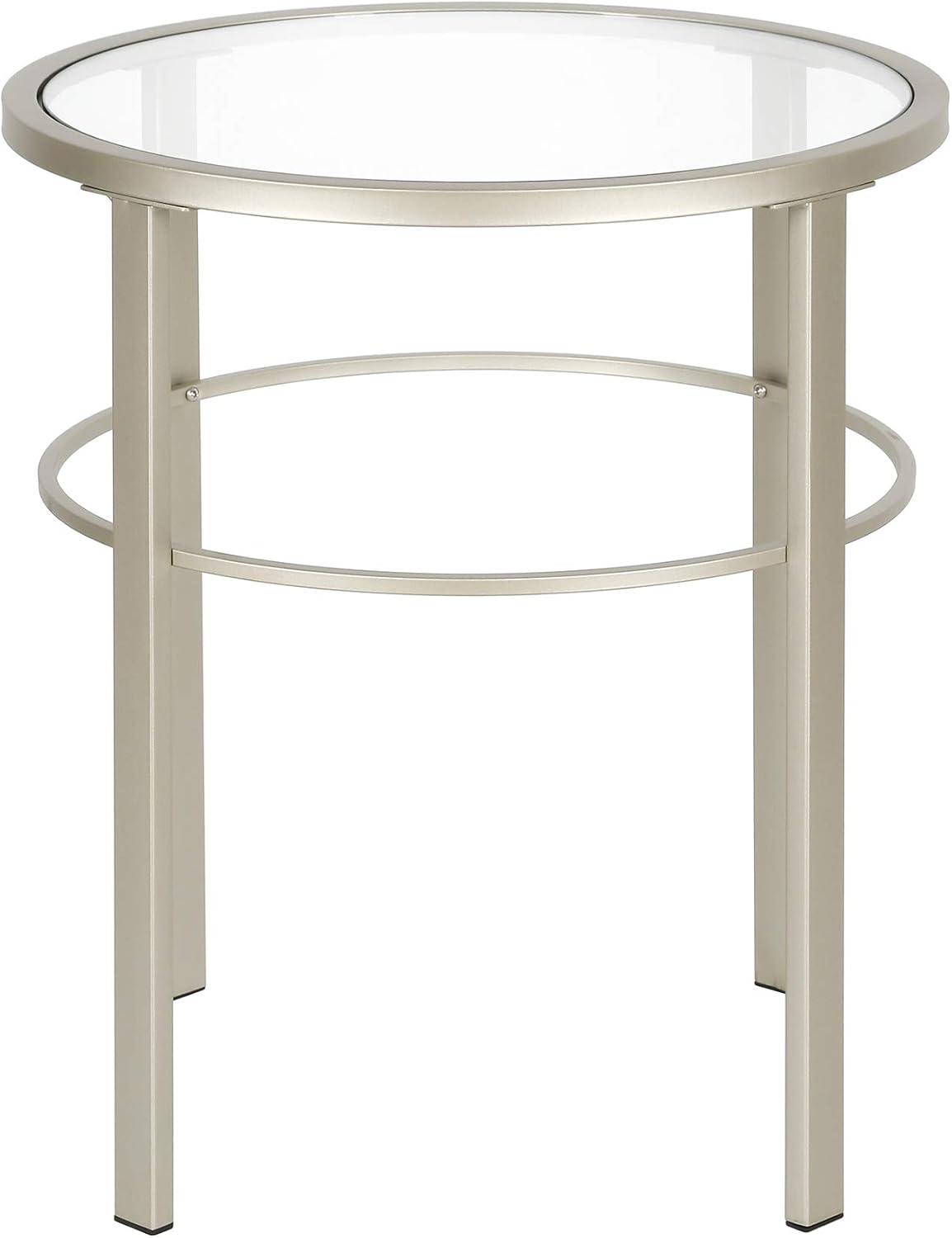 Evelyn&Zoe Gaia 20" Wide Round Side Table, Satin Nickel