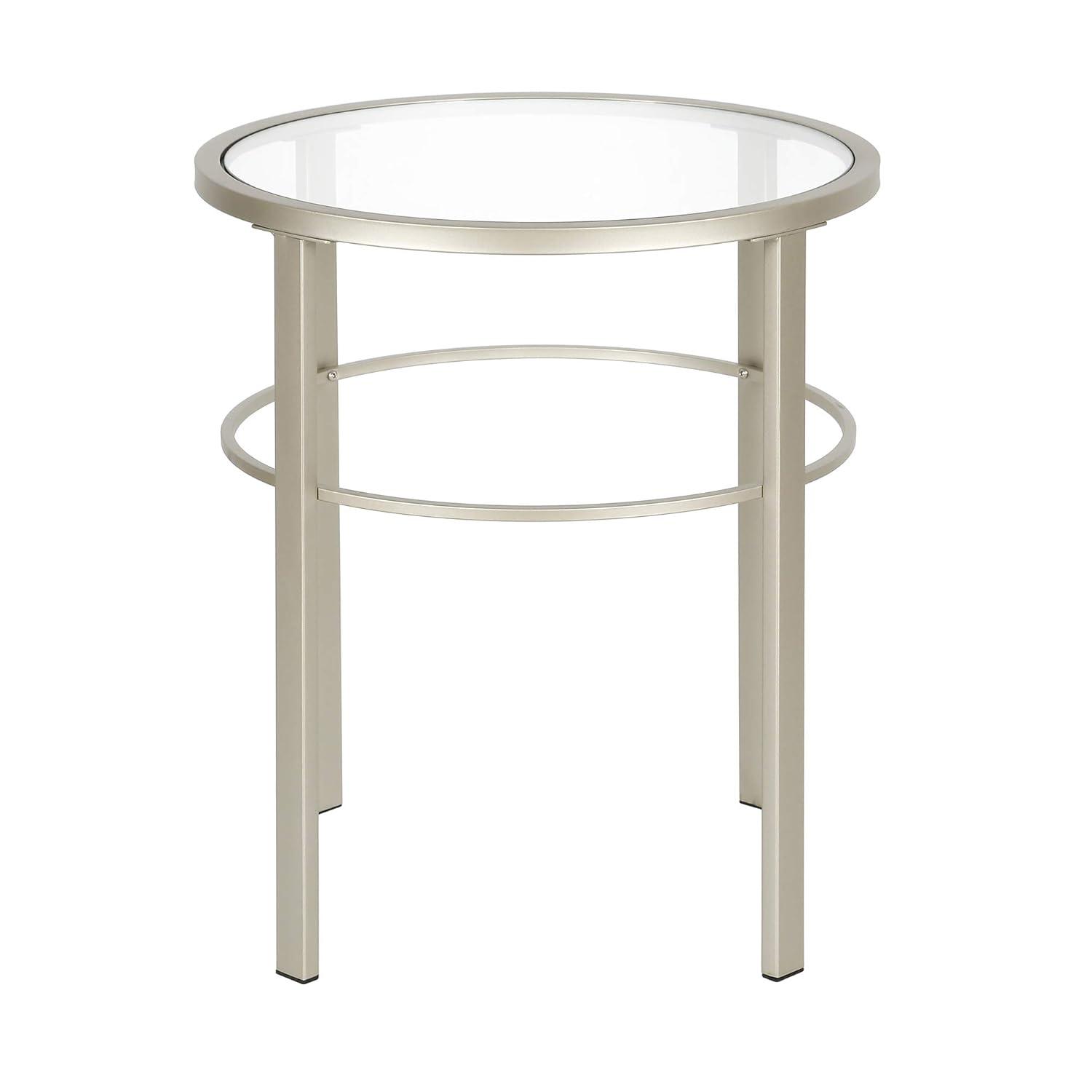 Evelyn&Zoe Gaia 20" Wide Round Side Table, Satin Nickel