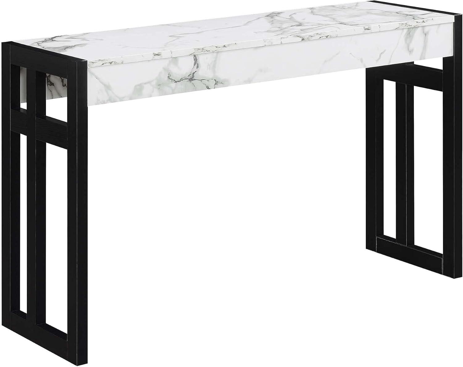 Monterey Console Table, White Faux Marble/Black