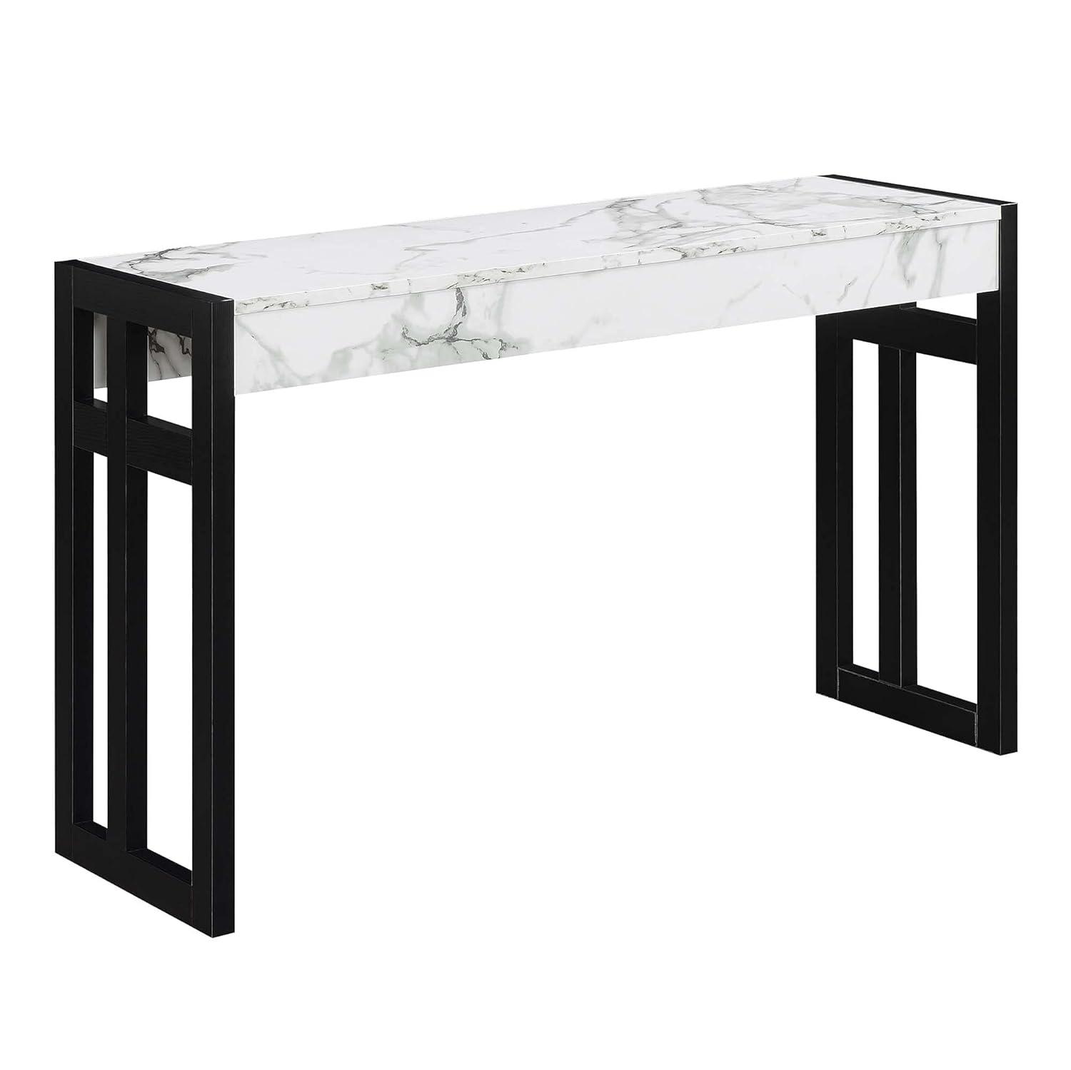 Monterey Console Table, White Faux Marble/Black