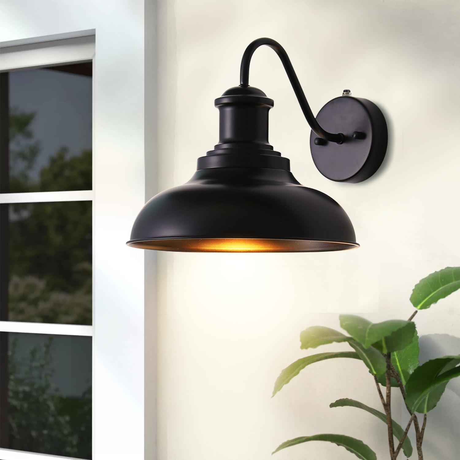 Black Metal Dual Light Outdoor Wall Sconce Set