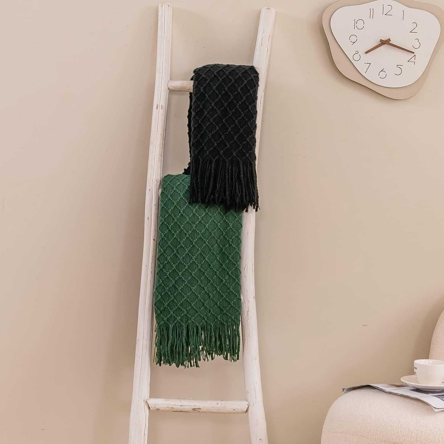 Lunarose Throw Blanket for Couch,Soft Cozy Knit Blanket,Lightweight Decorative Throw for Sofa Chair Bed Travel and Living Room-All Seasons Suitable for Women,Men and Kids (White-Wave, 50"x60")