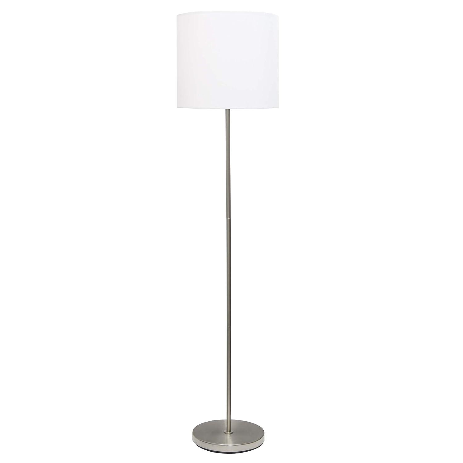 Drum Shade Floor Lamp White - Simple Designs: Brushed Nickel, Modern Style, ETL Listed