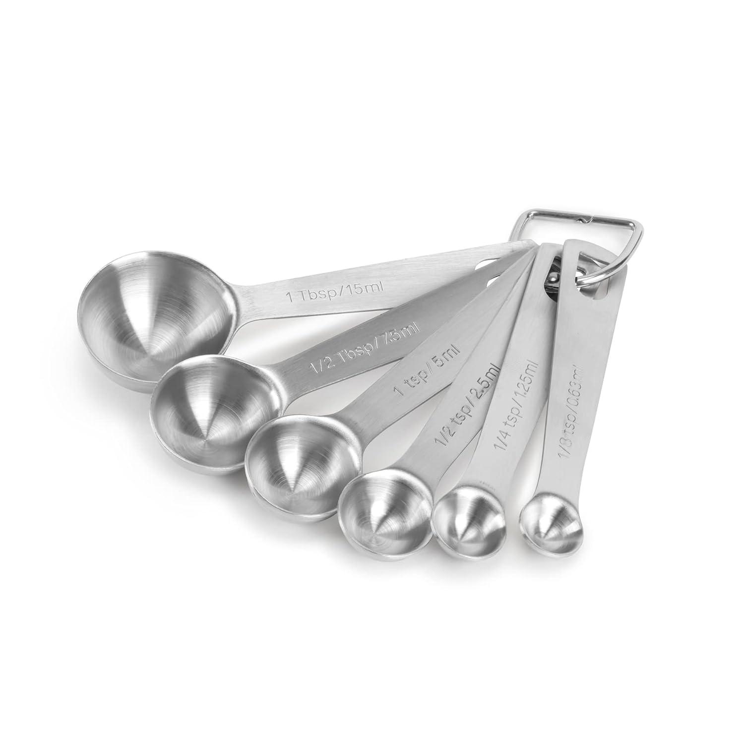 Slofoodgroup - Stainless Steel Measuring Spoon Set - 6 Piece Measuring Spoon Set - 304 Stainless Steel Measuring Spoon Set for Cooking, Baking and Kitchens