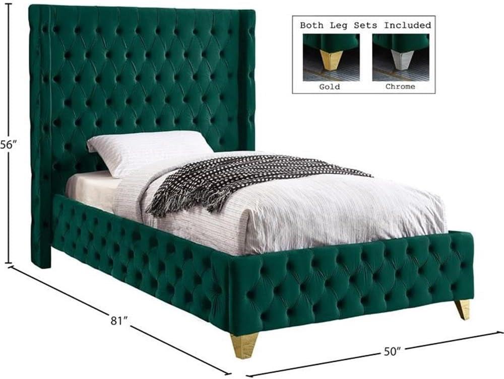 Meridian Furniture Savan Green Velvet King Bed