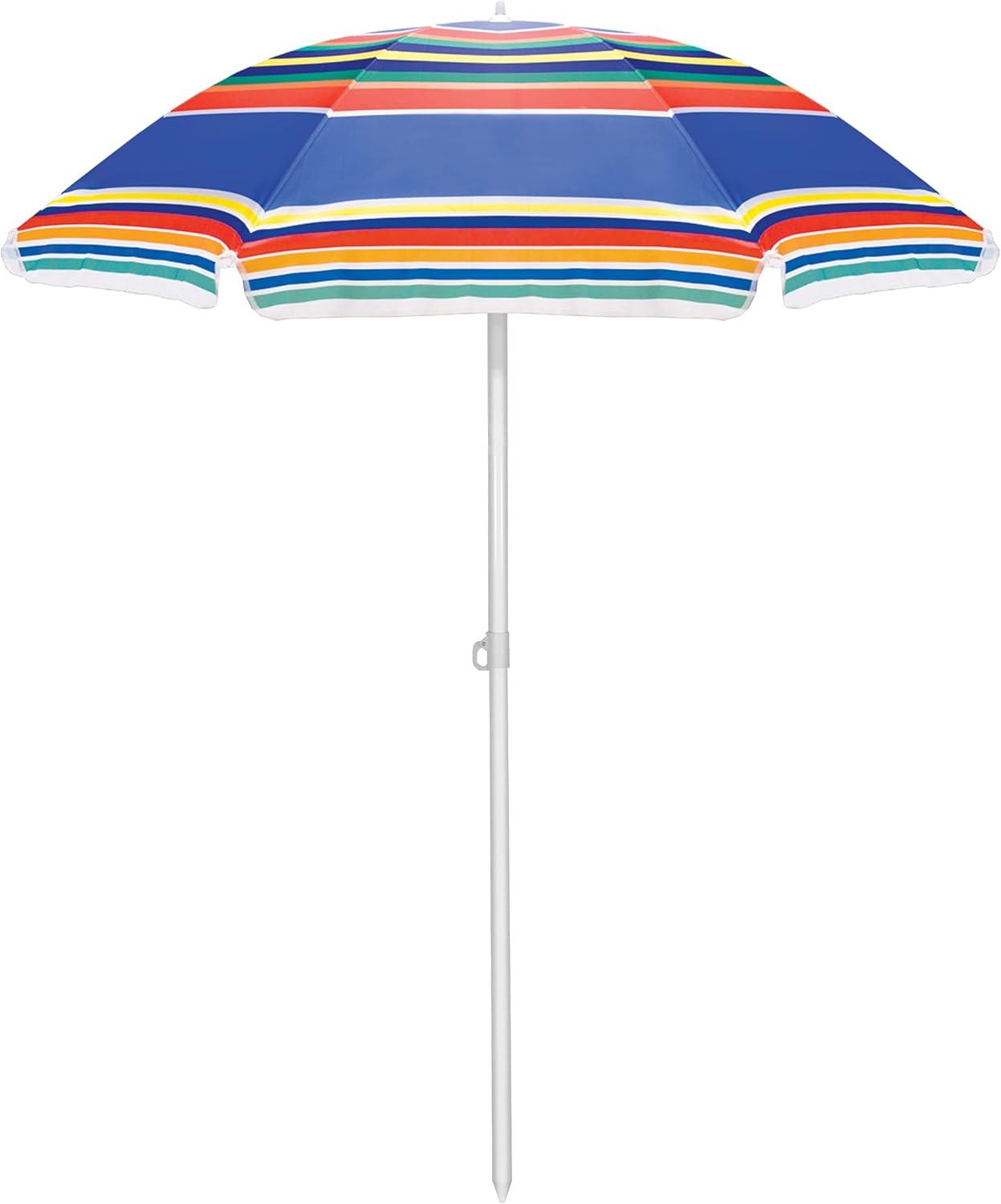 Colorful Multicolor Stripe Round Beach Umbrella with Steel Pole