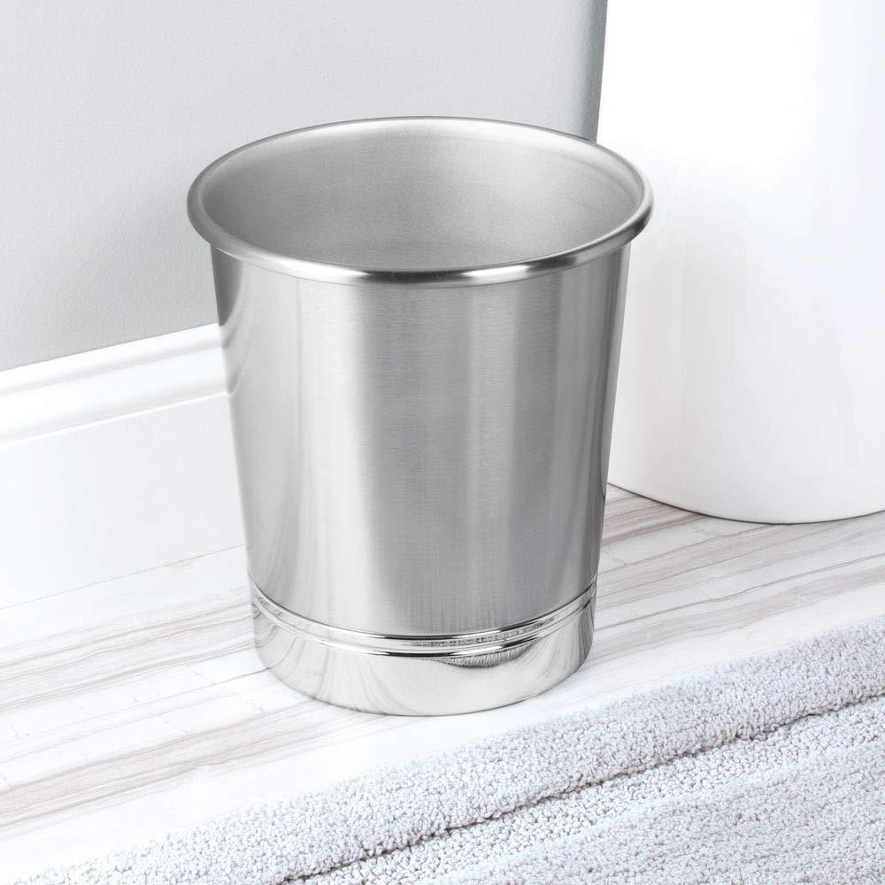 iDESIGN York Metal Wastebasket Trash Can Brushed Nickel/Chrome