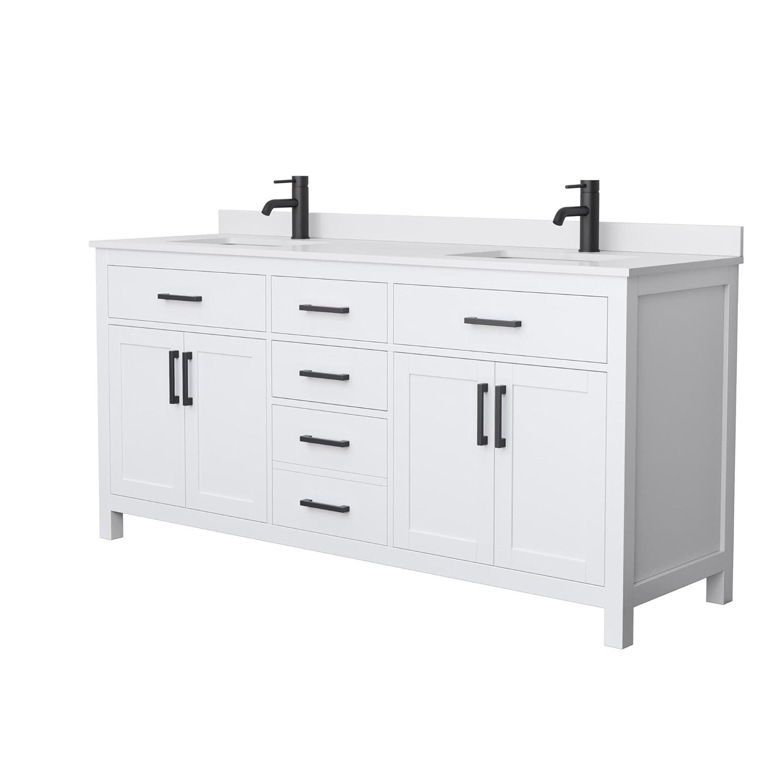 Beckett 72" Freestanding Double Bathroom Vanity with Cultured Marble Top