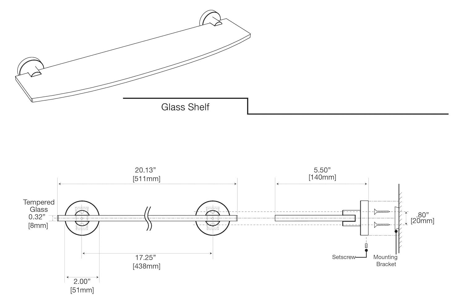 Glam Wall Mounted Tempered Glass Shelf | Bathroom Floating Glass Shelf