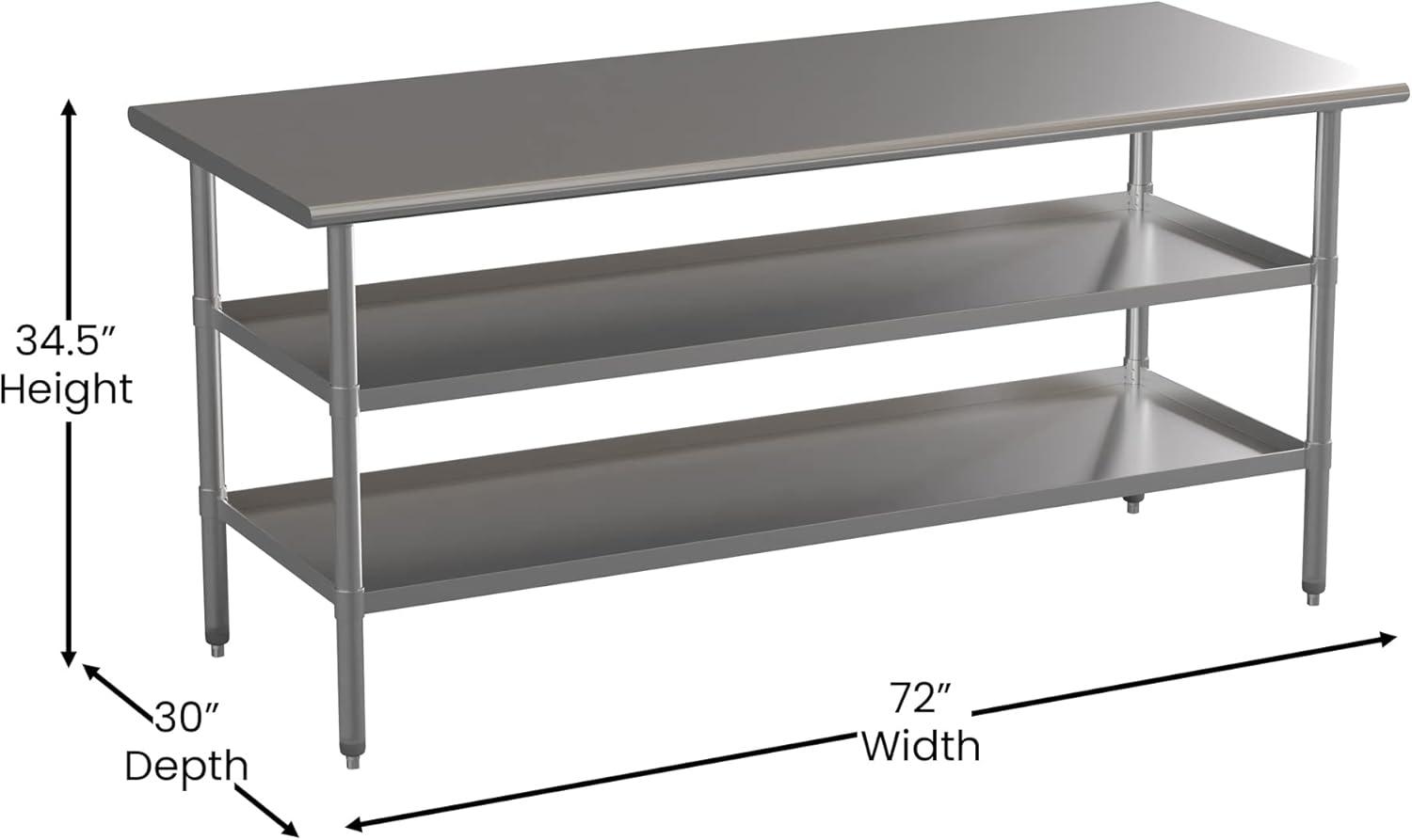 Woodford NSF Stainless Steel 18 Gauge Work Table with 2 Undershelves