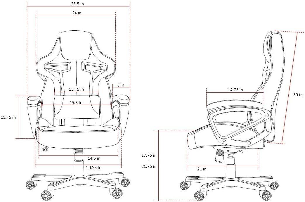 Black Faux Leather Swivel Gaming Chair with Adjustable Lumbar Support