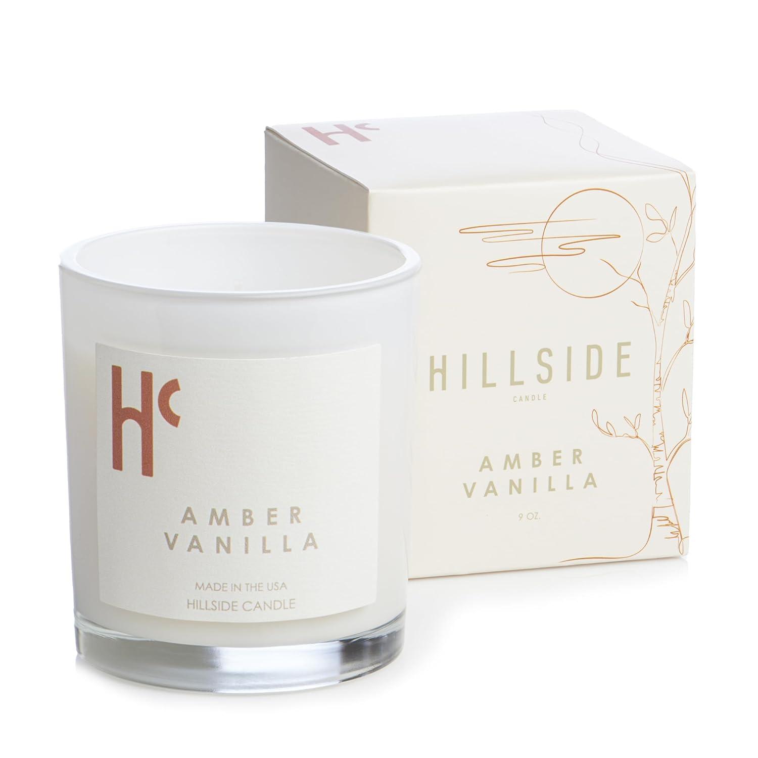 Hillside Candle "Amber Vanilla" Scented Candles, Single Wick, Luxury Candles, Scented Candles for Home ( 9 oz)