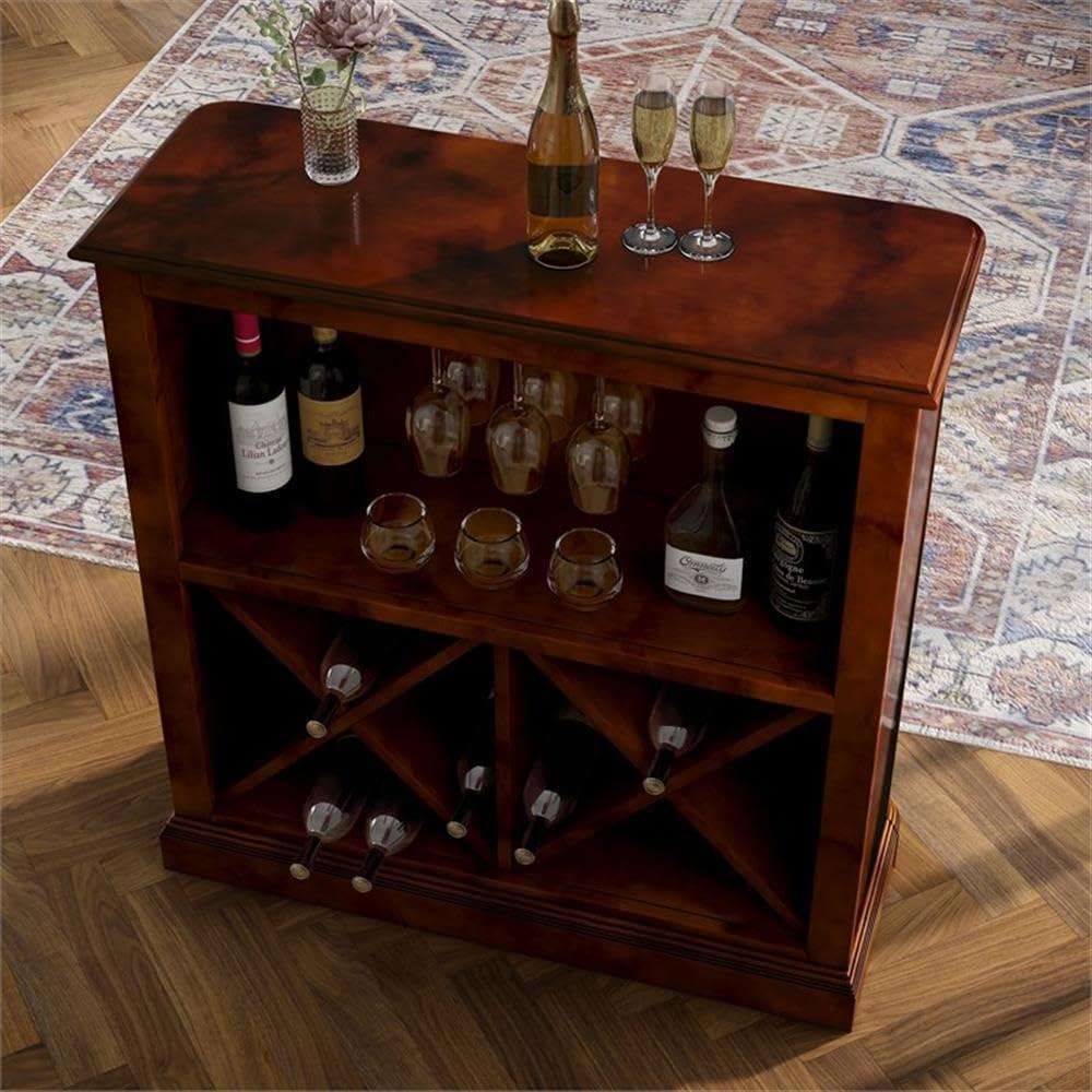 Myron Dark Cherry Solid Wood Multi Storage Wine Rack