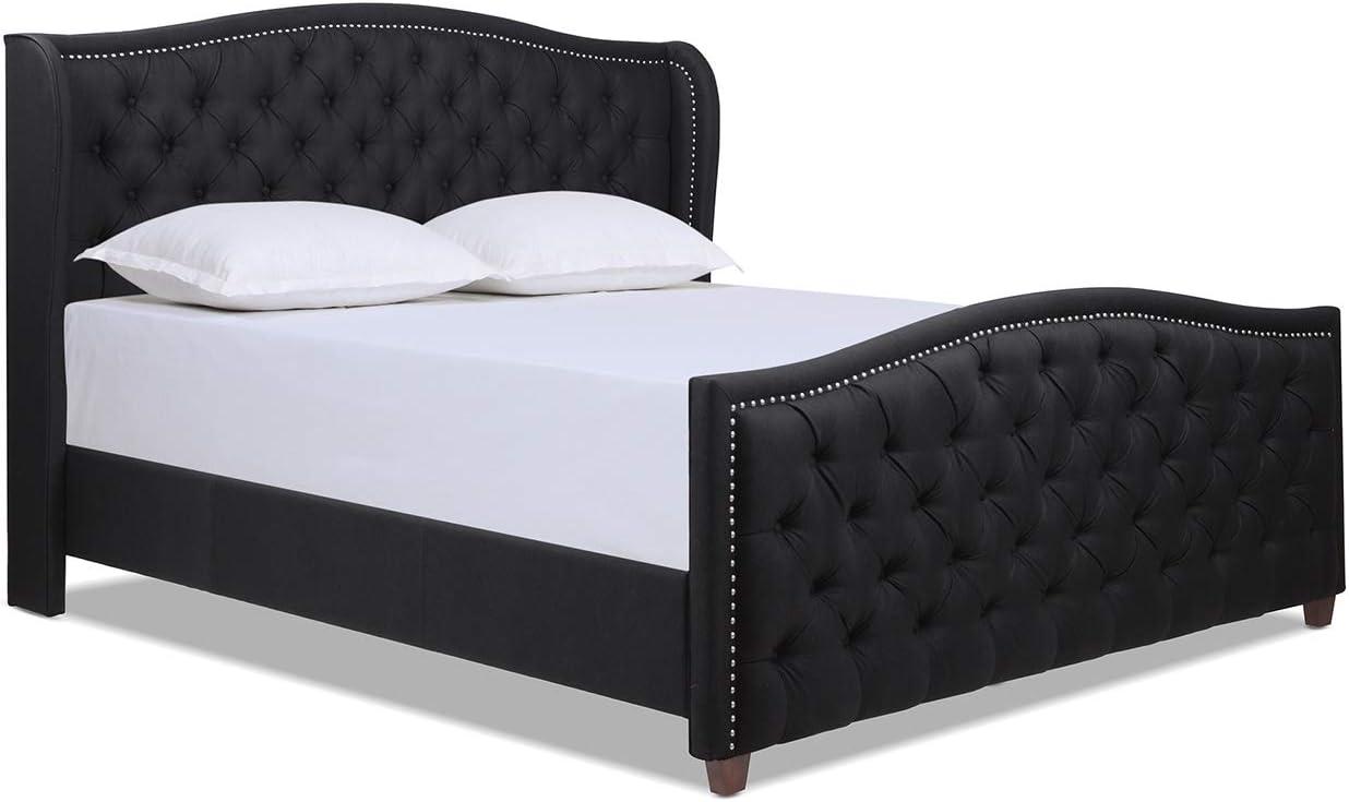 Marcella Tufted Wingback King Bed Jet Black