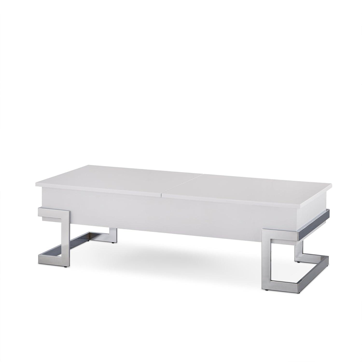 Wooden Coffee Table With Lift Top Storage Space White - Saltoro Sherpi