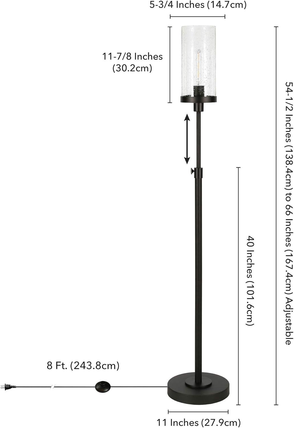 Evelyn&Zoe Frieda 66" Tall Floor Lamp with Glass Shade in Blackened Bronze/White Milk