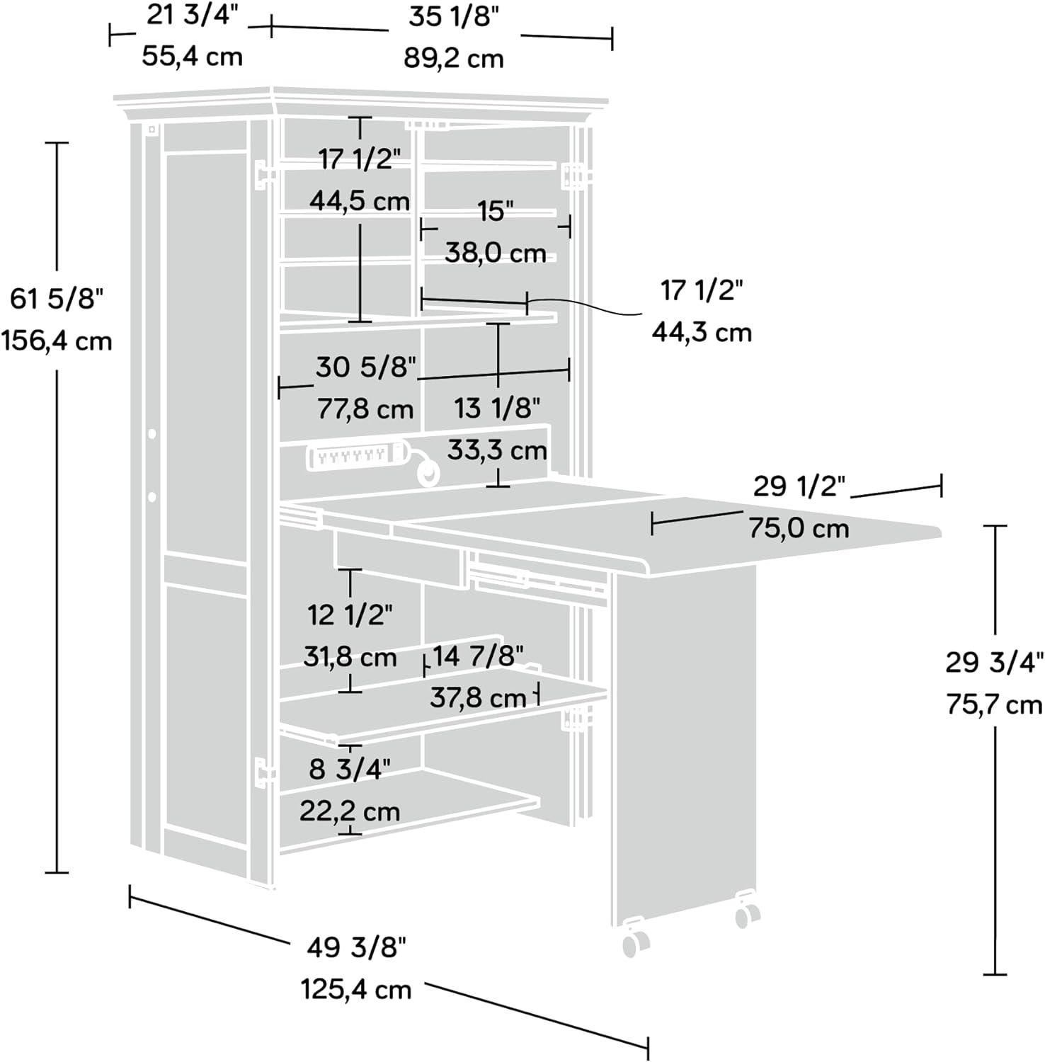 Dakota Oak and Soft White Craft and Sewing Armoire