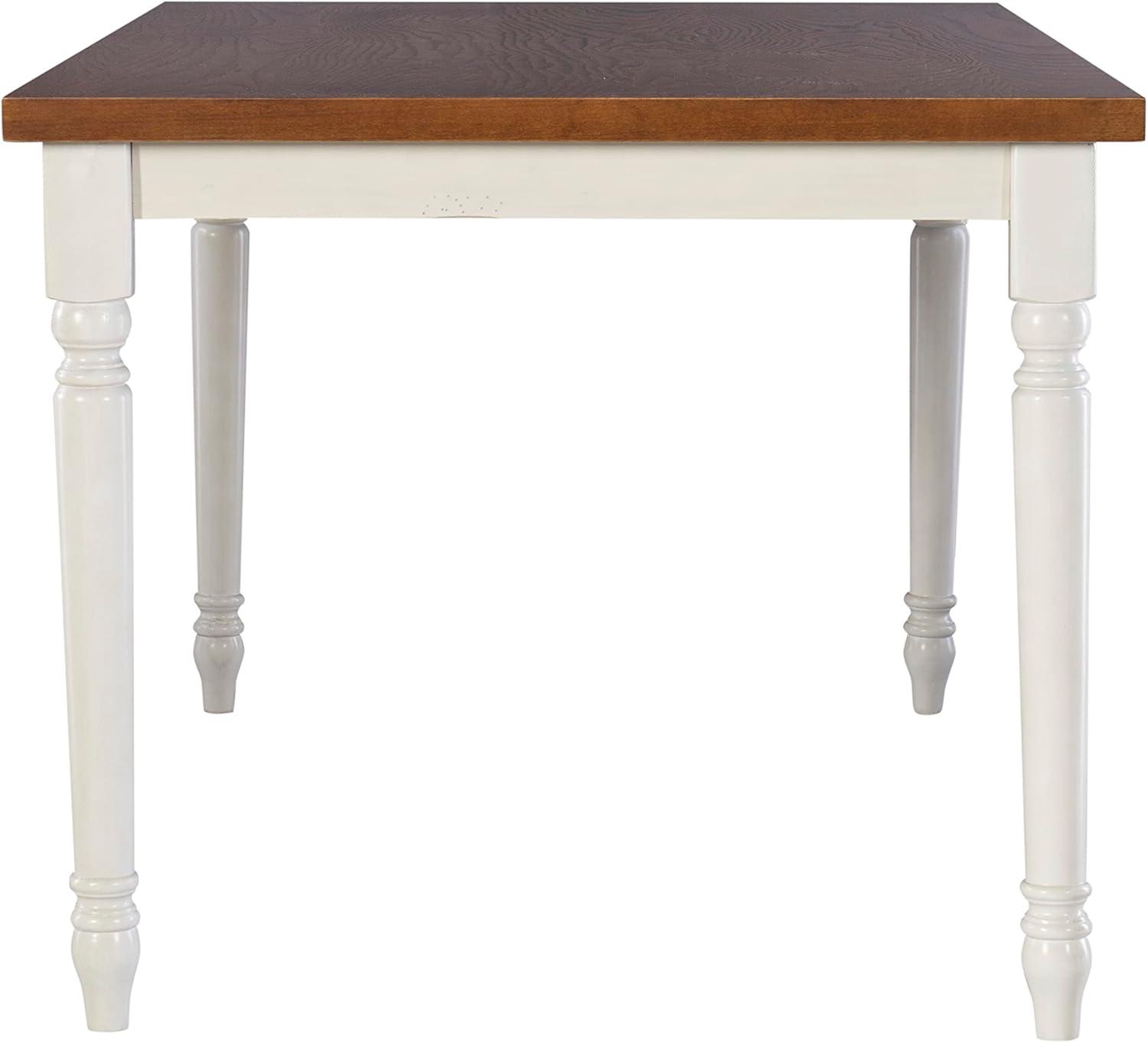 Farmhouse White and Honey Brown Wood Dining Table