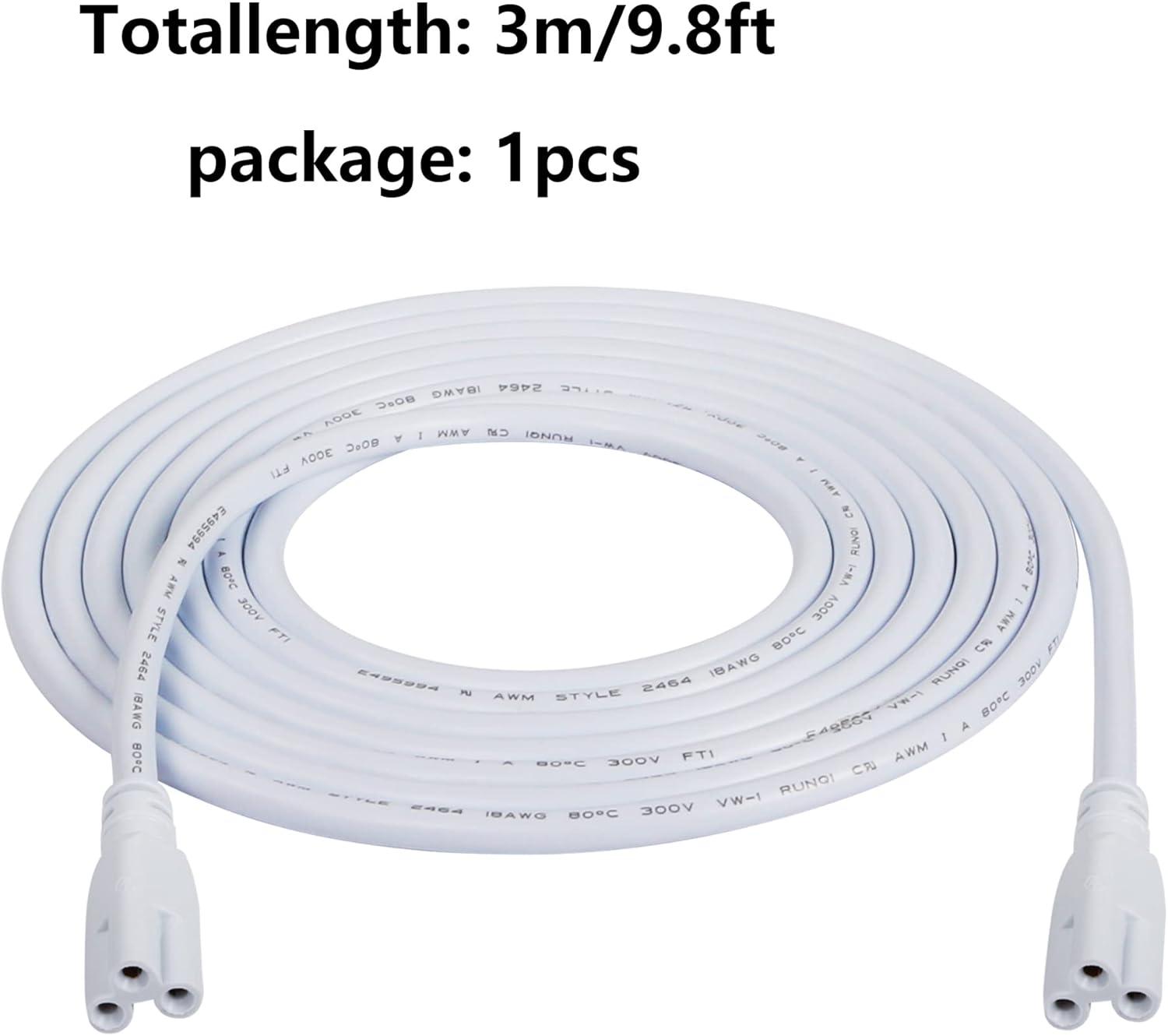 10ft White PVC LED Lamp Connecting Wire with Clips