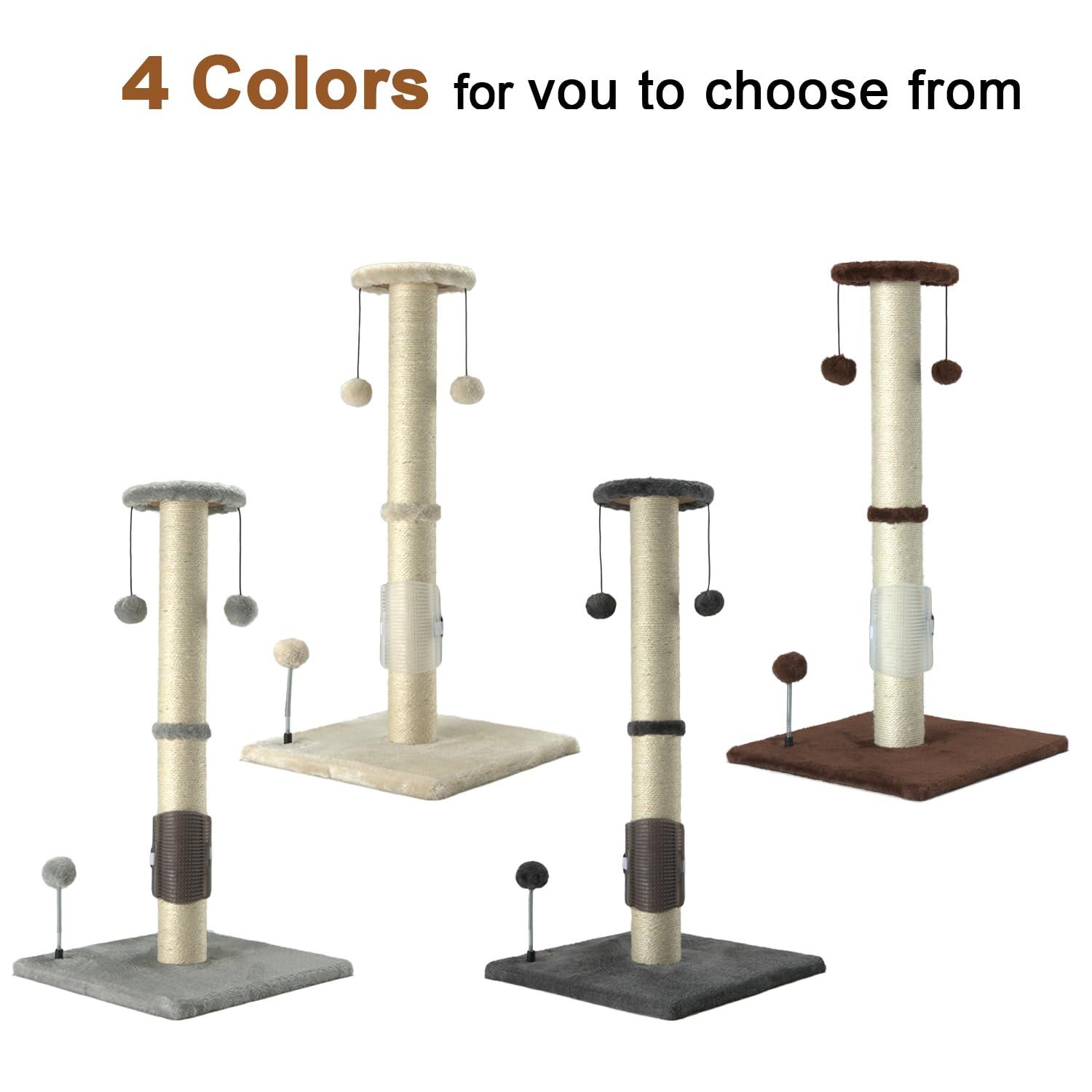 Tucker Murphy Pet™ 32" Tall Cat Scratching Post Sisal Rope Scratch Posts With Hanging Ball And Self-Massage Brush Vertical Scratcher For Indoor Cats And Kittens(Brown 32Inches)