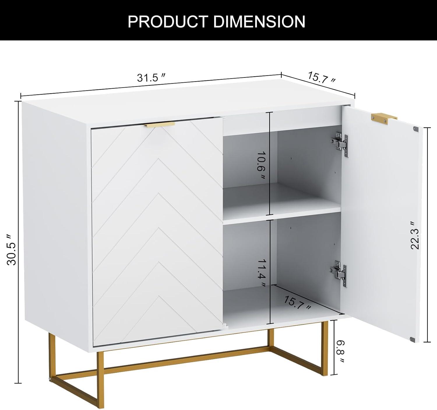 Semiocthome Modern Storage Cabinet with 2 Doors Buffet Sideboard for Kitchen, Living Room,White