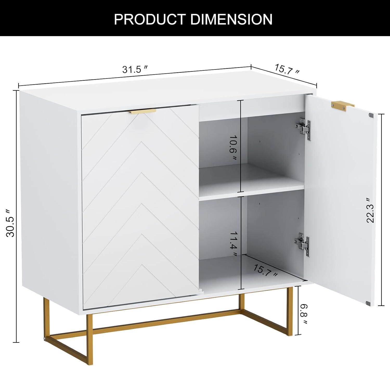 Semiocthome Modern Storage Cabinet with 2 Doors Buffet Sideboard for Kitchen, Living Room,White