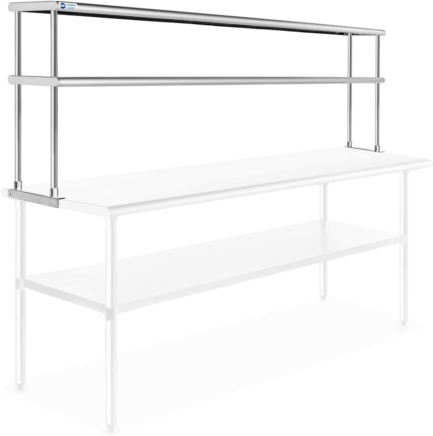 12" D x 31.25" H Stainless Steel 2-Tier Overshelf for Stainless Steel Prep Tables