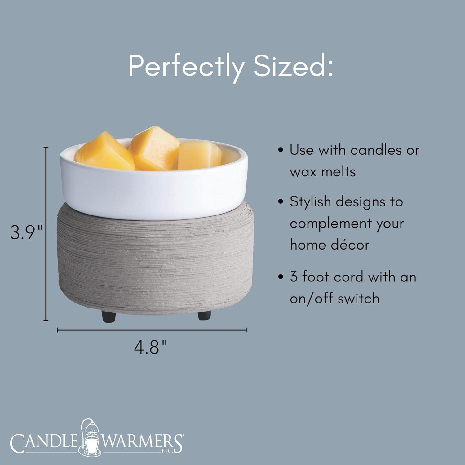 Gray Textured Ceramic 2-in-1 Candle and Wax Melt Warmer