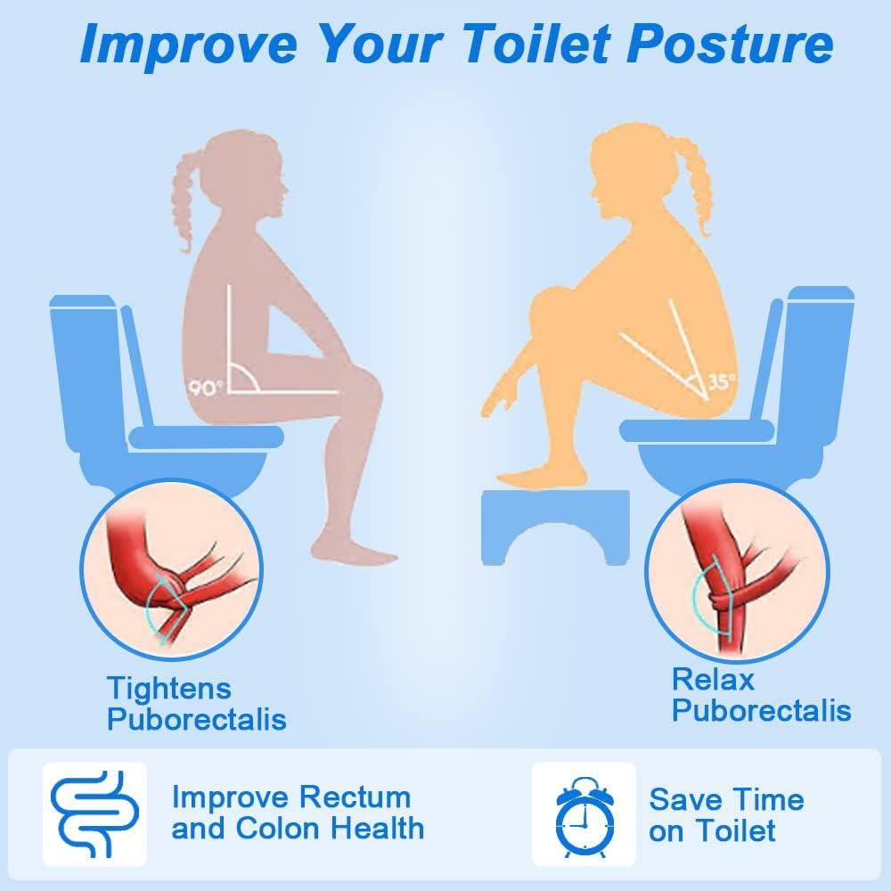 Bamboo Toilet Stool for Adults, 6.5" Toilet Stool Squat Adult Kids, Portable Simple Curve Squat Toilet Potty Stool, Non-Slip Poop Stool for Bathroom, Improve Squatting Posture and Comfort (Wood)