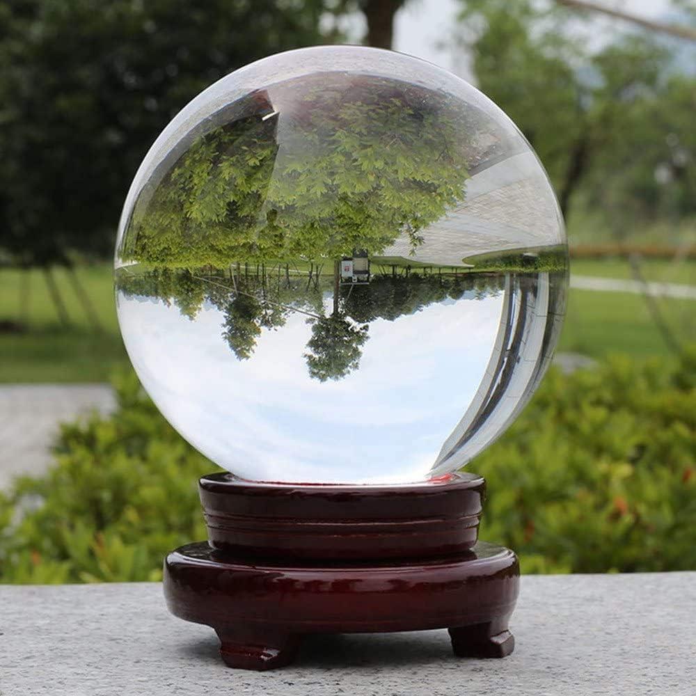 150mm Clear K9 Crystal Ball with Wooden Stand for Meditation and Photography