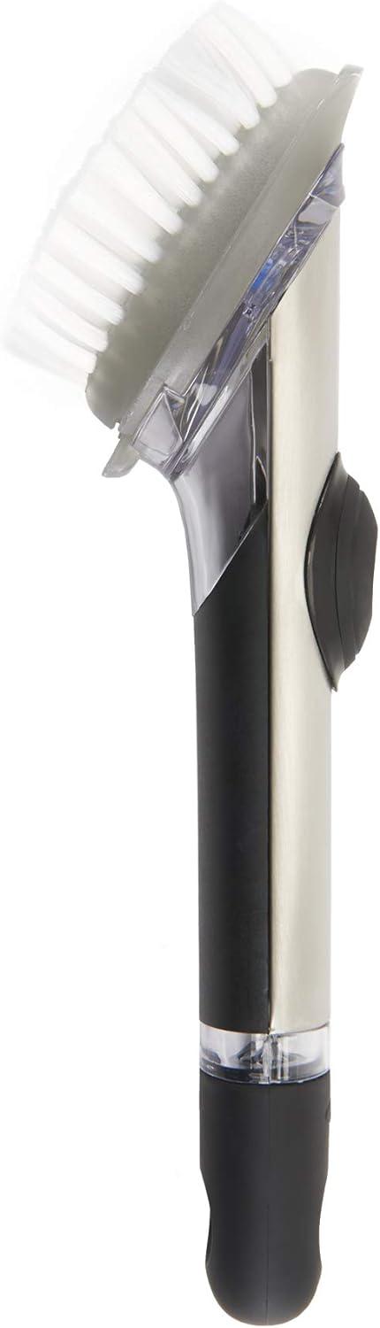 Stainless Steel and Black Soap Dispensing Dish Brush