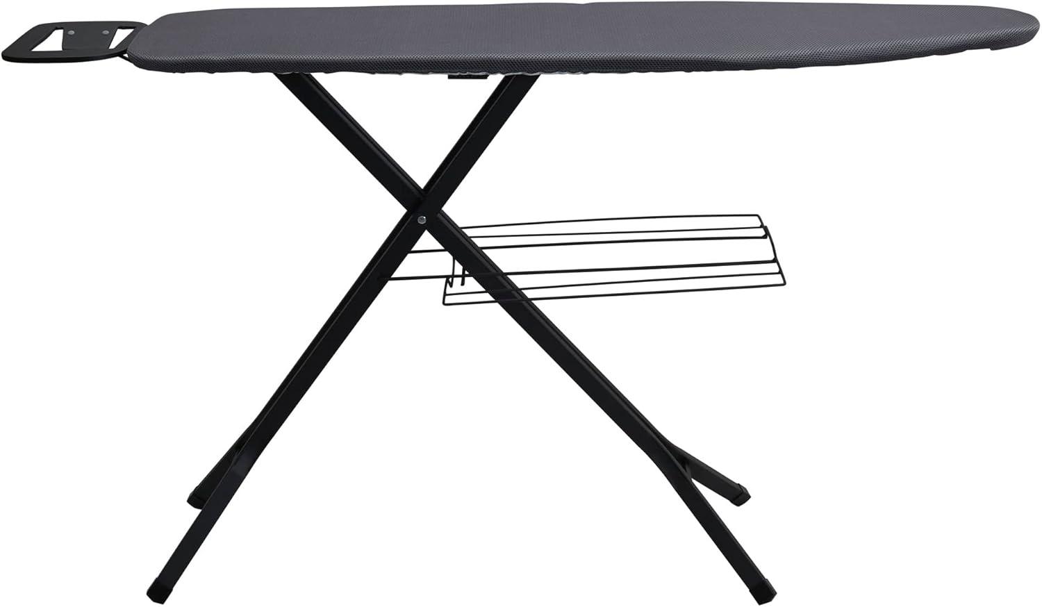 Household Essentials Deluxe Matte Black Ironing Board 4 Legs: Collapsible Metal, 54" x 14", 12.85 lbs, No Warranty