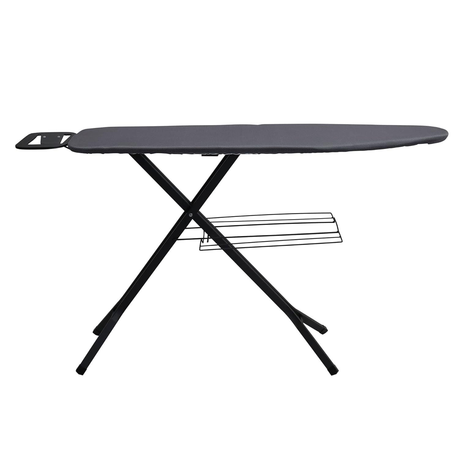 Household Essentials Deluxe Matte Black Ironing Board 4 Legs: Collapsible Metal, 54" x 14", 12.85 lbs, No Warranty