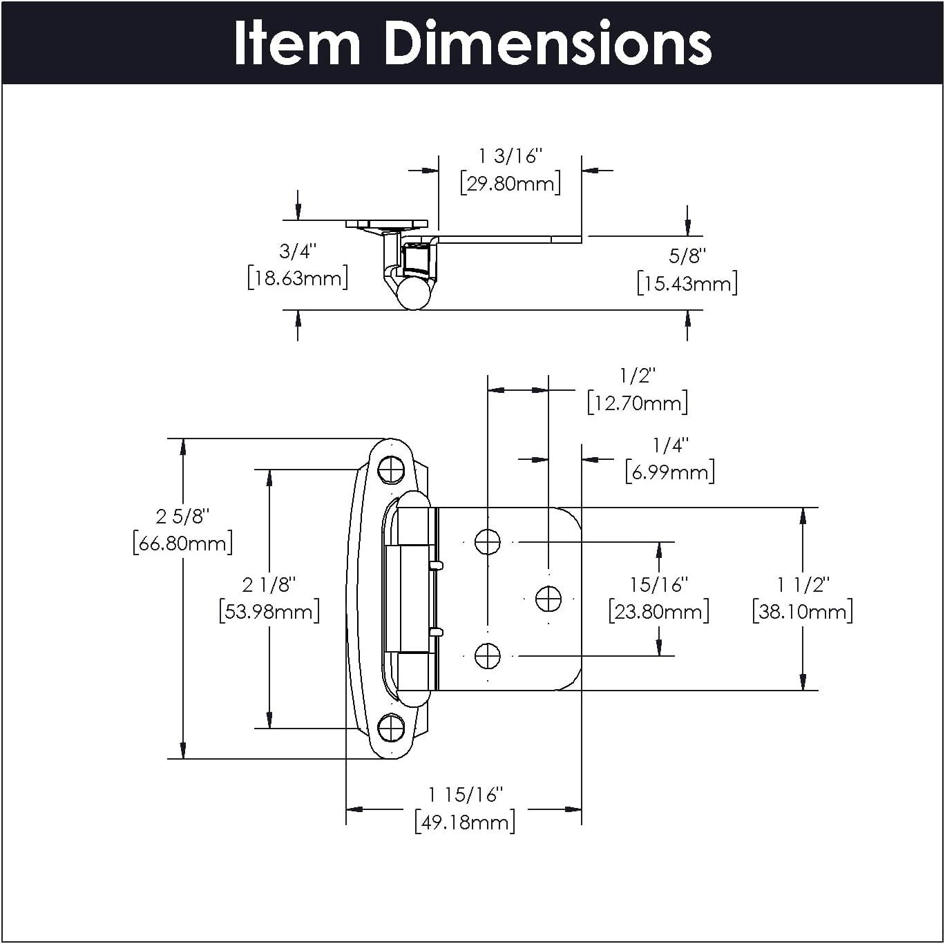 Polished Brass Self-Closing Flush Cabinet Hinges