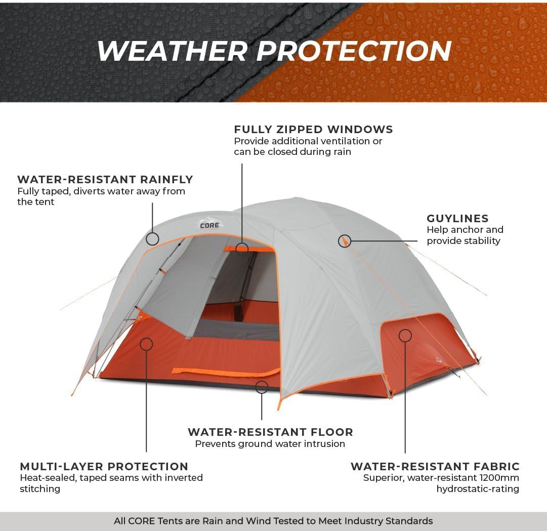 Core 6 Person Dome Tent with Vestibule