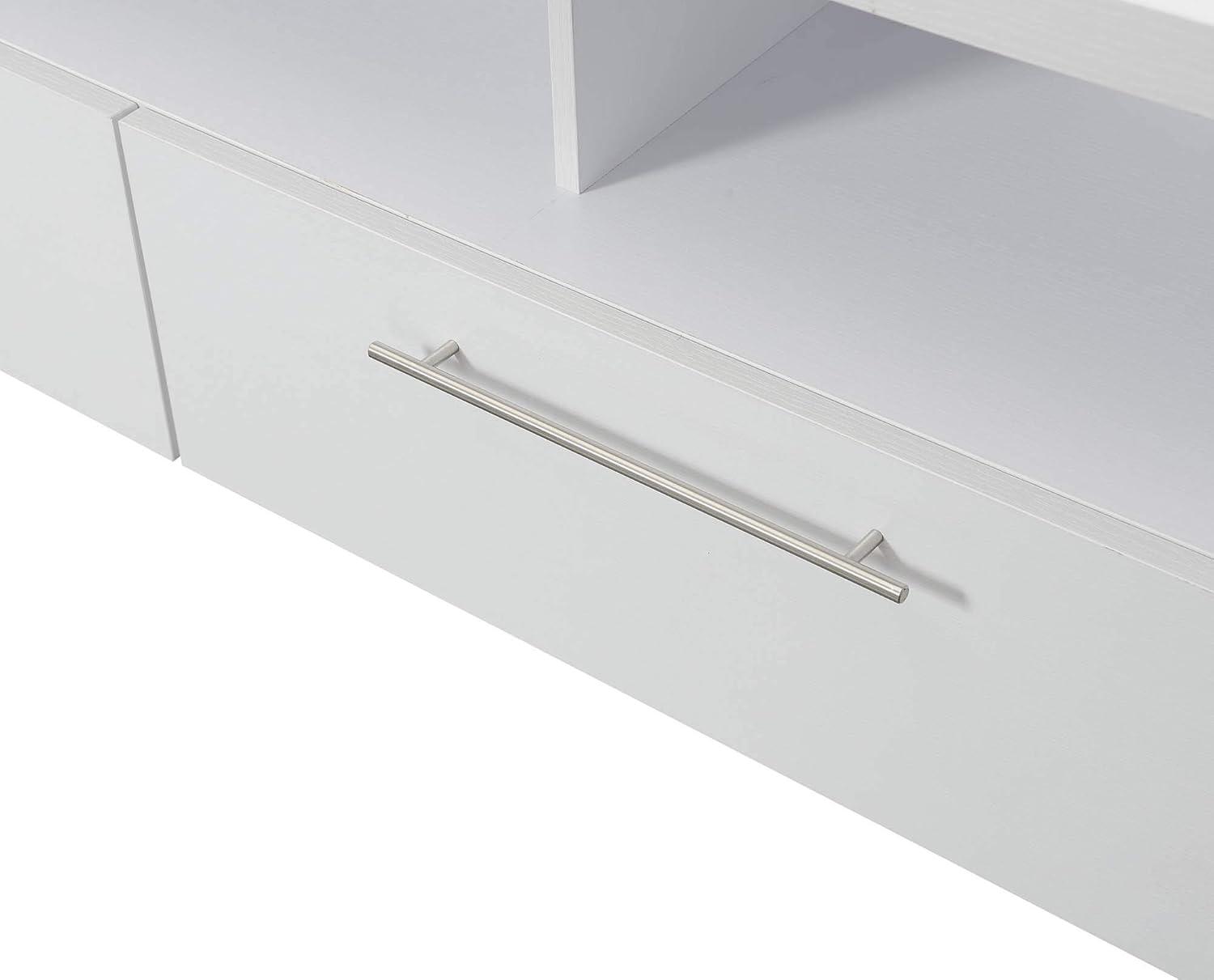 Convenience Concepts Newport Marbella 60 inch TV Stand with Cabinets and Shelves, White