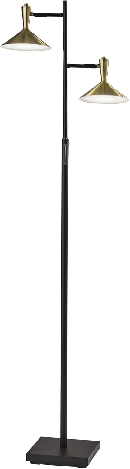 Adjustable Mid-Century Modern Black & Brass LED Floor Lamp