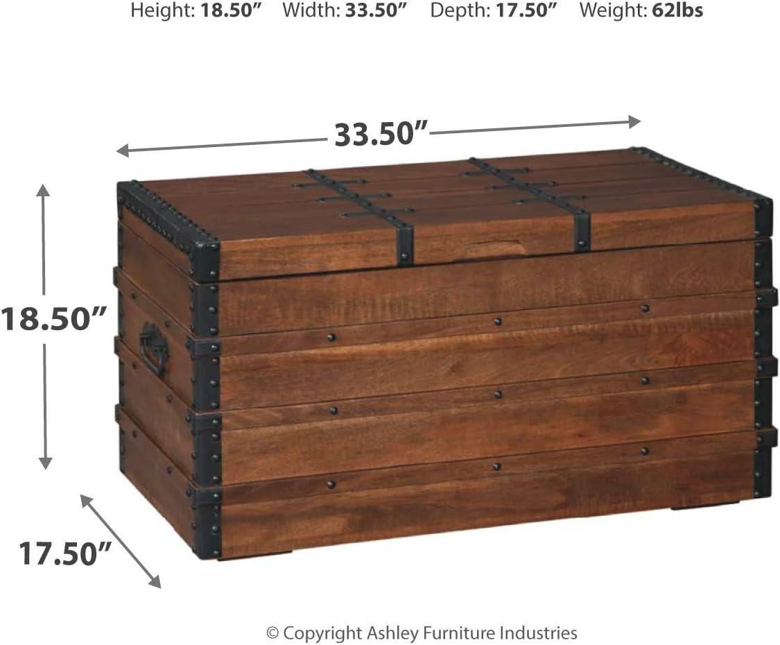 Kettleby Storage Trunk Brown - Signature Design by Ashley: Vintage-Inspired, Coffee Table, Farmhouse Decor