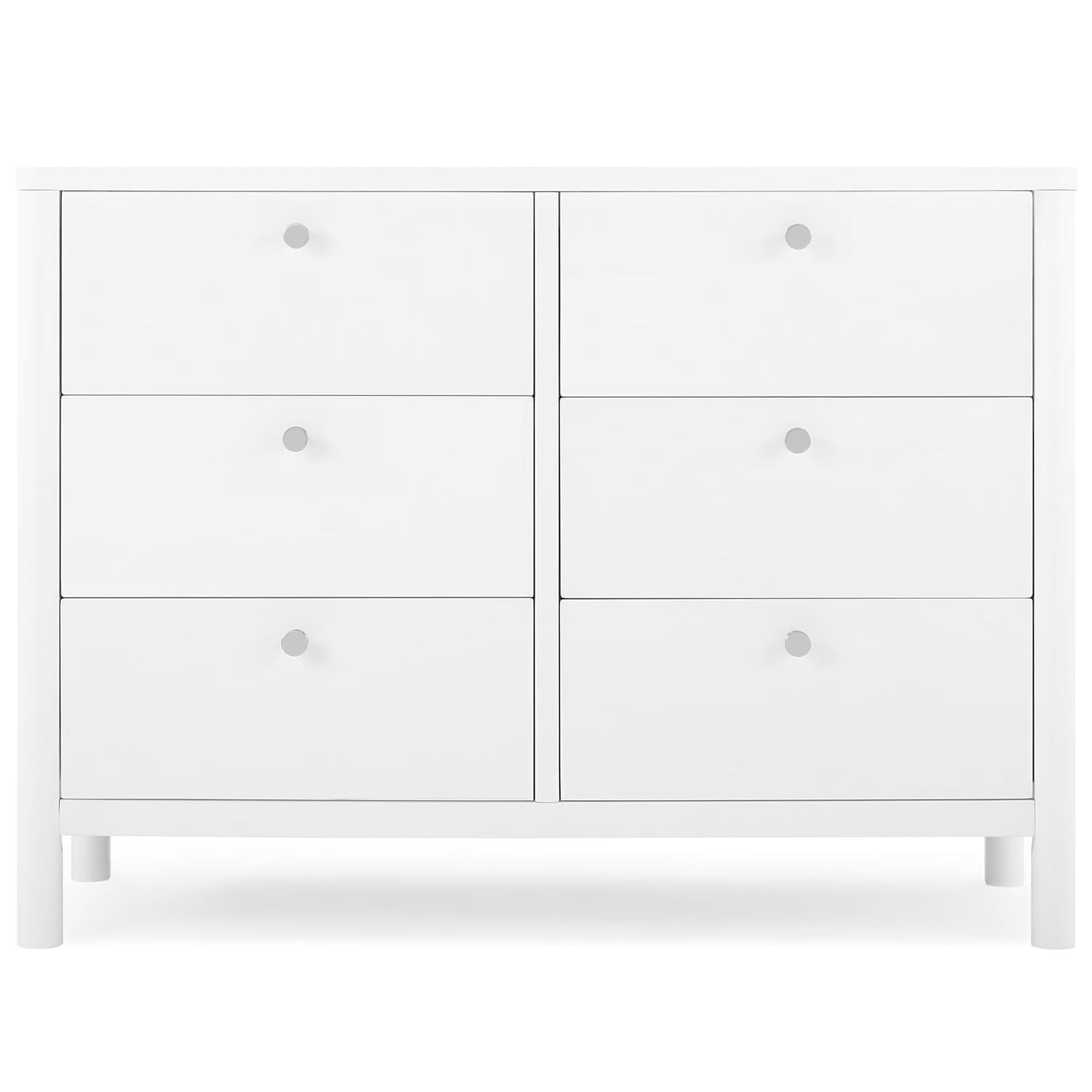 Delta Children Delta Children Brooks 6 Drawer Dresser With Interlocking Drawers (Includes 3 Sets Of Knobs – Choose From Natural, Brushed Nickel & Melted Bronze), Bianca