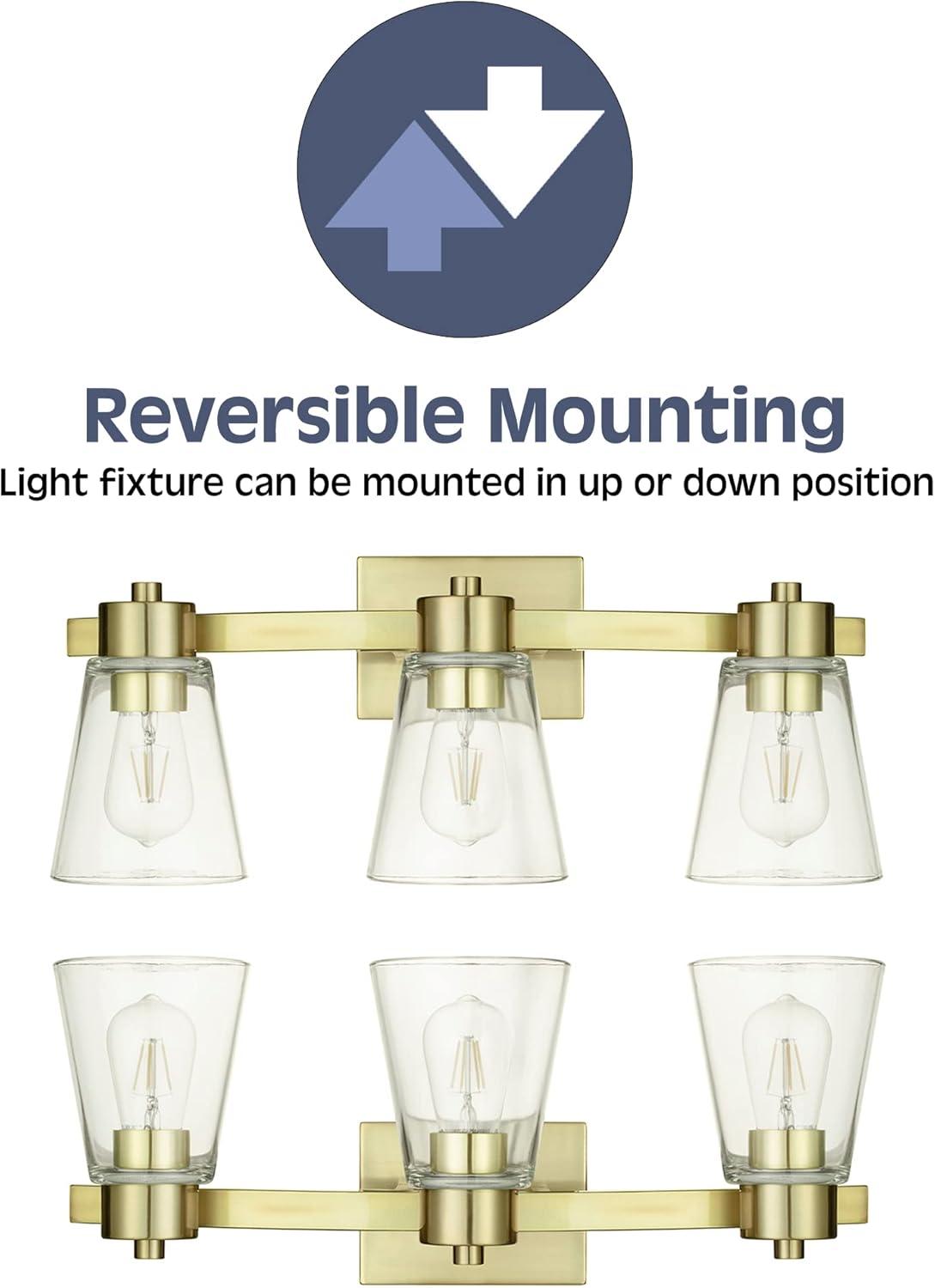 Prominence Home Fairendale 3-Light Soft Gold Bathroom Vanity Light with Clear Glass Shade