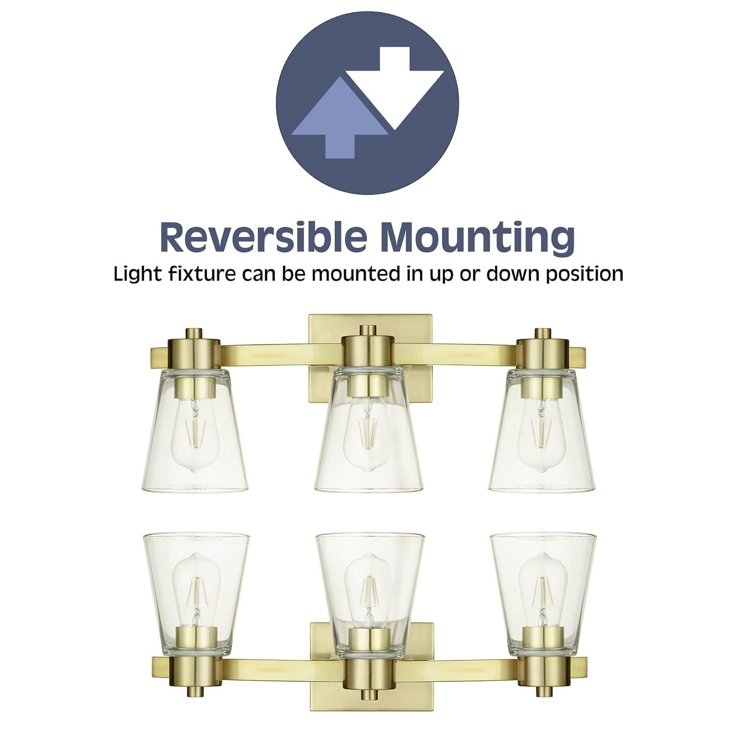 Prominence Home Fairendale 3-Light Soft Gold Bathroom Vanity Light with Clear Glass Shade