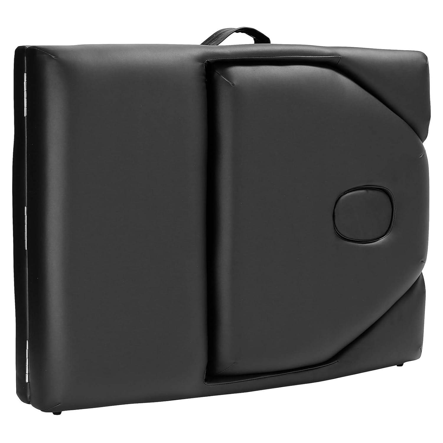 Saloniture Professional Portable Massage Table with Backrest - Black