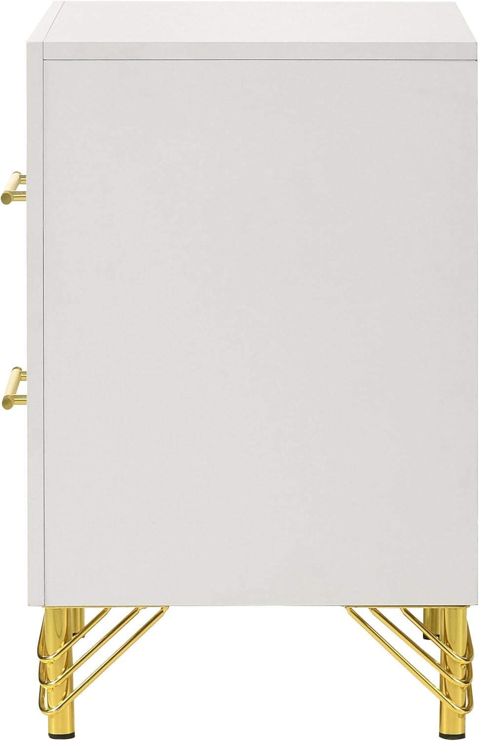 Coaster Lucia Modern 2-drawer Wood Nightstand Bedside Table White and Gold
